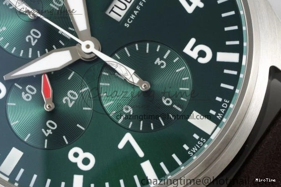 MIROTIME 0312 Bright Pilot Chrono SS AZF 1:1 Best Edition Green Dial on Brown Leather Strap A 7059
